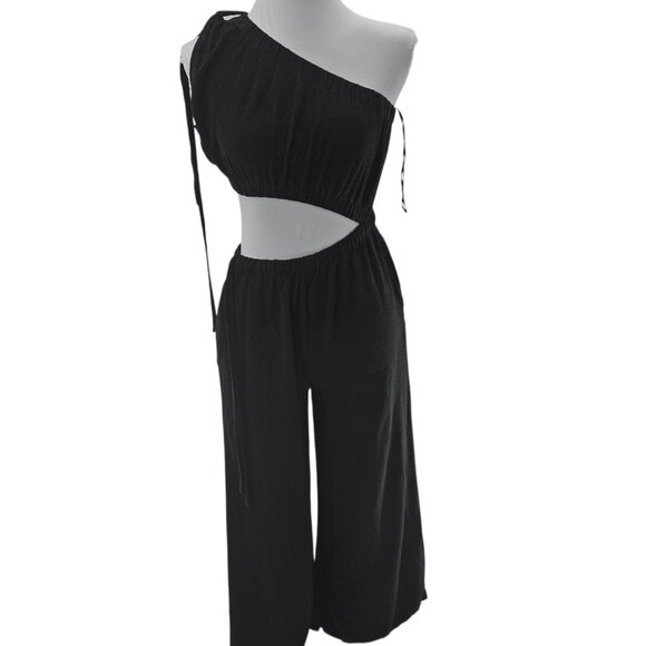 Lilyful Pants - Lilyful Black Asymmetrical Stomach Cutout Jumpsuit Small (Estimated)